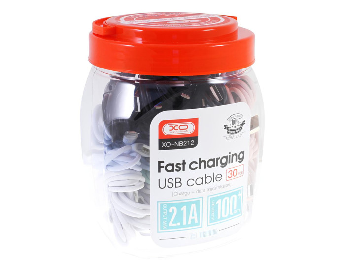 Кабель USB XO NB212 USB to Lightning (2.1A/1m) Мікс (Bottle)