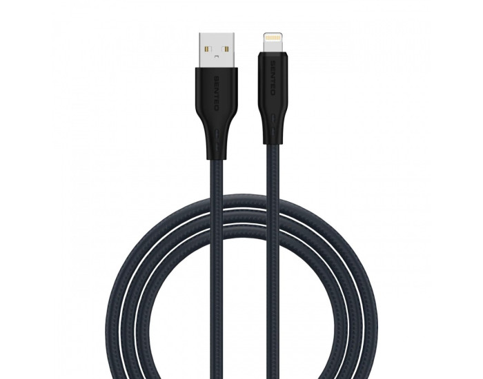 Кабель USB SENTEO SL-04 Embossed Silicone 2.4A USB to Lightning 1m, чорний