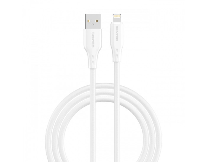 Кабель USB SENTEO SL-04 Embossed Silicone 2.4A USB to Lightning 1m, белый