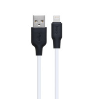 Кабель USB Hoco X21 Plus Silicone USB to Lightning (3A/0.25m) Черный/Белый