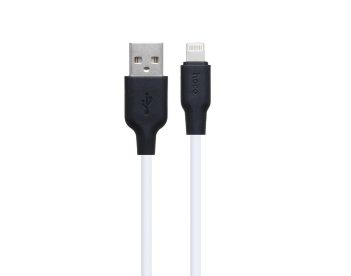 Кабель USB Hoco X21 Plus Silicone USB to Lightning (3A/0.25m) чорний/білий