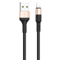 Кабель USB Hoco X26 Xpress Lightning (2A/1m) Черный/Золотой