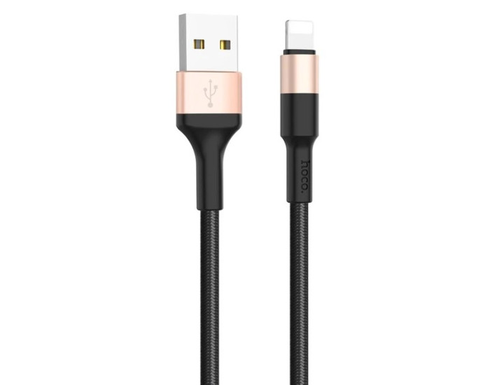 Кабель USB Hoco X26 Xpress Lightning (2A/1m) Черный/Золотой