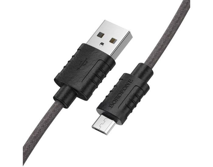 Кабель USB Borofone BX52 Airy Silicone USB to Micro (2.4A/1m) Black