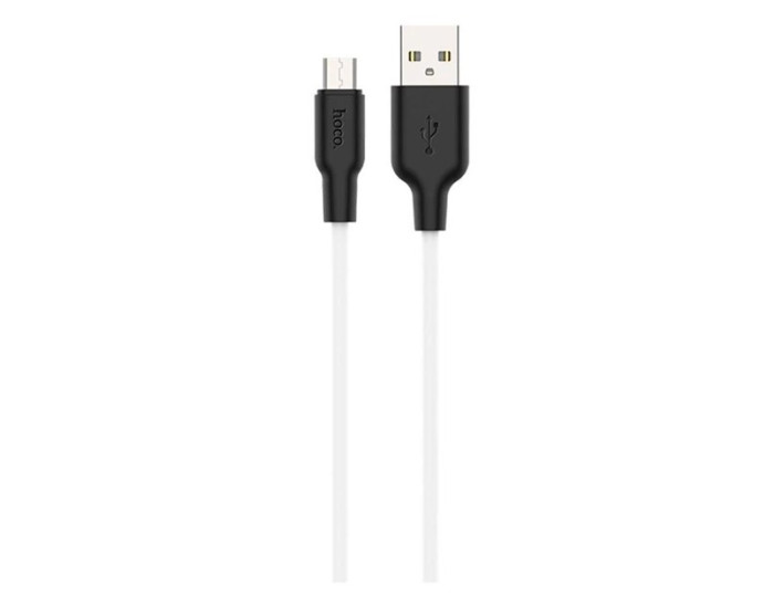 Кабель USB Hoco X21 Plus Silicone USB to Micro (2.1А/2m) Black/White
