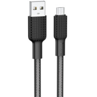 Кабель USB Hoco X69 Jaeger USB to Micro (2.4A/1m) Black/White