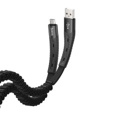 Кабель USB Hoco U78 Cotton treasure Elastic USB to Micro (2.4A/0.8-1.2m) Black