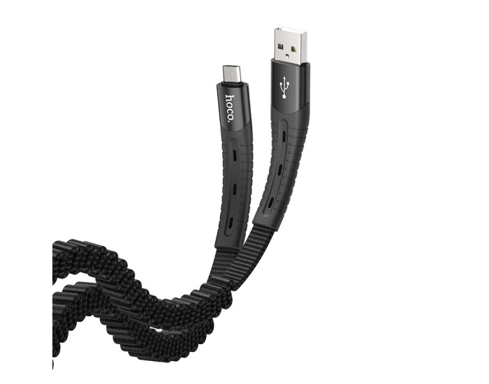 Кабель USB Hoco U78 Cotton treasure Elastic USB to Micro (2.4A/0.8-1.2m) Black