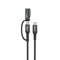 Кабель USB Hoco U142 2-in-1 magnetic Type-C to Type-C (240W/48V/5A) / Type-C to MagSafe3 (140W/28V/5A) Black