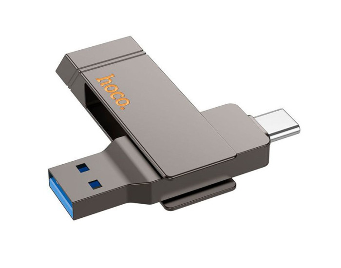 Флешка USB-A/C Hoco UD13 Clever USB3.2/Type-C 256GB, сіра