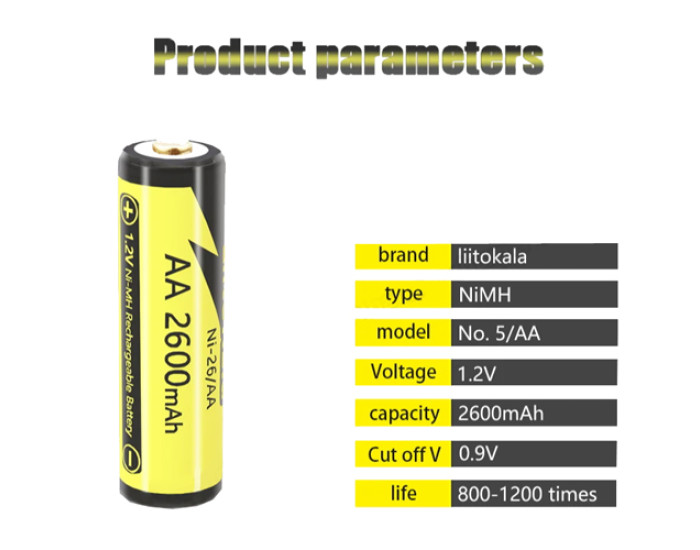 Батарейки LiitoKala AA (R6) Ni-26/AA 1.2V/2600 mAh 4bl (цена за 1шт) оригинал