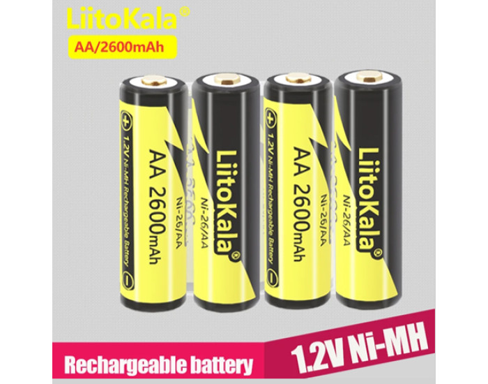 Батарейки LiitoKala AA (R6) Ni-26/AA 1.2V/2600 mAh 4bl (цена за 1шт) оригинал
