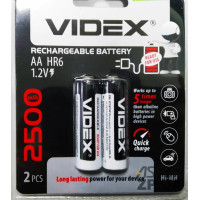 Батарейки Videx R6 2500mAh Ni-Mh, Ready To Use 2bl (ціна за 1шт)