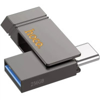 Флешка USB-A/C Hoco UD14 Clever Type-C flash drive 256Gb, Metal Grey