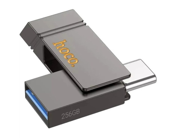 Флешка USB-A/C Hoco UD14 Clever Type-C flash drive 256Gb, Metal Grey