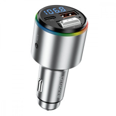 Автомобільне зарядний пристрій Proove FM Launcher Drive 30W (Type-C + USB + AUX) сріблястий
