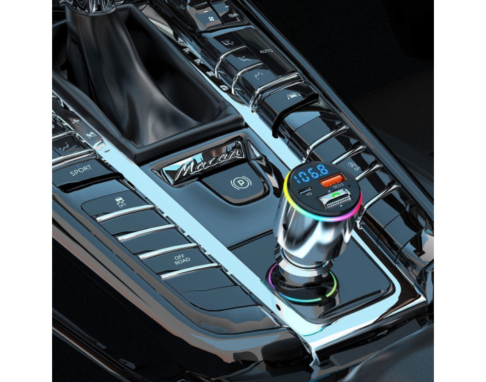 Автомобільне зарядний пристрій Proove FM Launcher Drive 30W (Type-C + USB + AUX) сріблястий