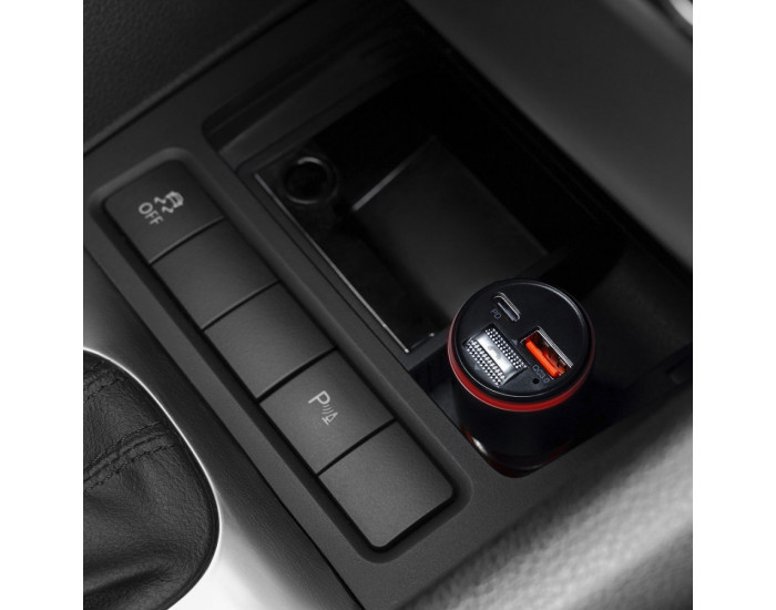 Автомобільне зарядний пристрій Proove FM Launcher Drive 30W (Type-C + USB + AUX) сріблястий