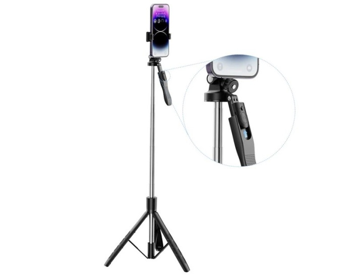 Монопод XO SS15 Balance Steady Shoot Bluetooth Selfie Stick 180см, Black