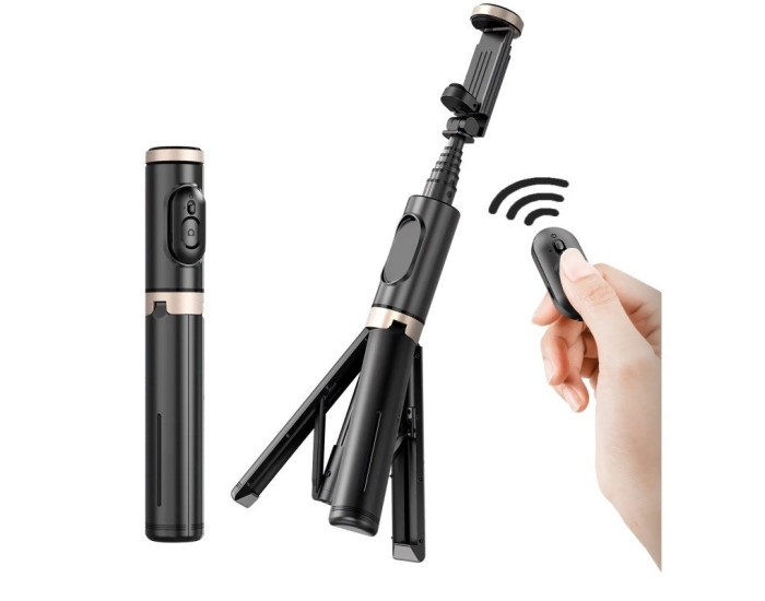 Монопод XO SS14 Integrated Hidden Reinforced Bluetooth Selfie Stick 72cm, Black