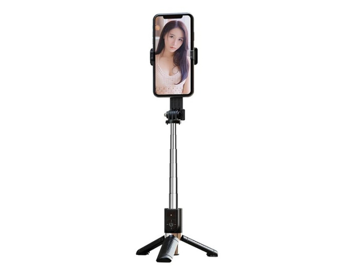 Монопод XO SS10 Mini Tripod Stand Bluetooth Selfie Stick 80см, Black
