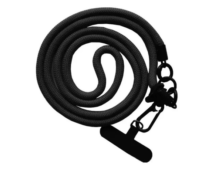 Шнурок New (8mm) с карабином + держатель (универсальный) 120см, Black
