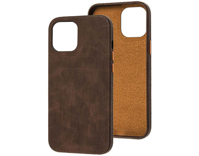 Чохол шкіряний Leather Case Croco iPhone 13 Pro Max, Коричневий