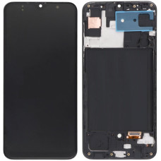 Дисплей з сенсорним екраном (модуль) Samsung A307 A30s 2019, чорний з рамкою, TFT