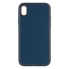 Чехол кожаный Leather Gold with Frame (without Logo) iPhone XR, Navy Blue