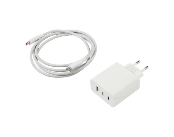 Мережеве зарядний пристрій Xiaomi (OR) 67W Charger (USB-A+2USB-C) з кабелем Type-C to Type-C, Білий (BHR7493EU) (100% оригінал)