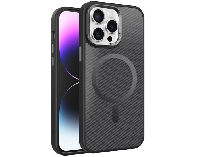 Чехол-силикон TPU+PC Carbon Mirage MagSafe iPhone 15 Pro Max, черный