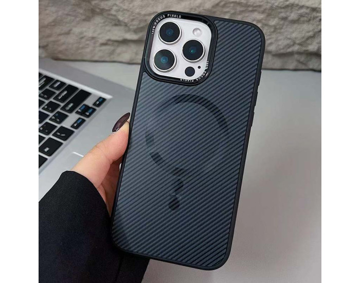Чехол-силикон TPU+PC Carbon Mirage MagSafe iPhone 15 Pro Max, черный