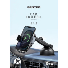Автодержатель с безпроводной зарядкой SENTEO SH-02 Drift 2 Wireless charging Auto clamping phone holder 15W Dashboard PLUS 