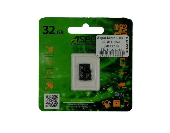 Карта памяти Aspor MicroSDHC 32GB UHS-I (Class 10) (только карта)