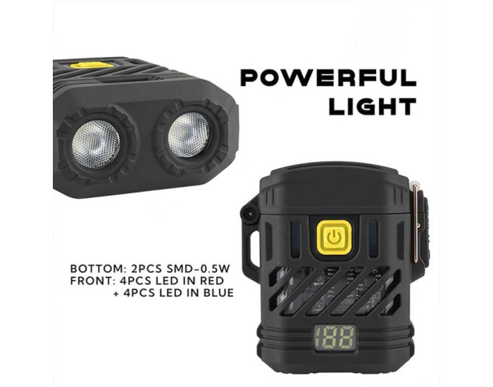 Фонарик Multifunction D53-2LED, Li-Ion аккумулятор, индикация заряда, зажигалка, ЗУ Type-C, черный
