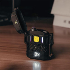 Фонарик Multifunction D53-2LED, Li-Ion аккумулятор, индикация заряда, зажигалка, ЗУ Type-C, черный