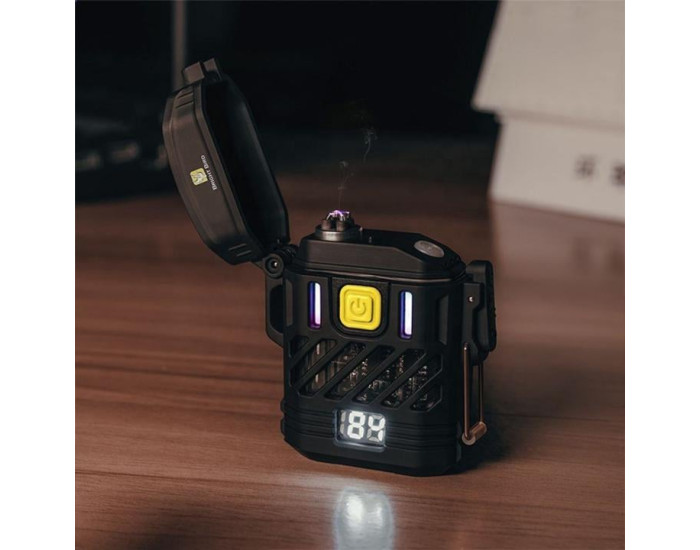Фонарик Multifunction D53-2LED, Li-Ion аккумулятор, индикация заряда, зажигалка, ЗУ Type-C, черный