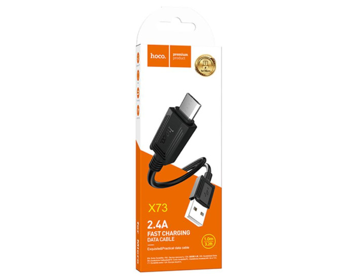 Кабель USB Hoco X73 Ferry USB to Micro (2.4A/1m) черный