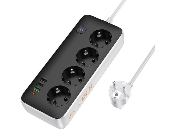 Сетевой фильтр Hoco AC22 Sunlight 4-bit(PD30W/1C3A) desktop socket(EU/GER)