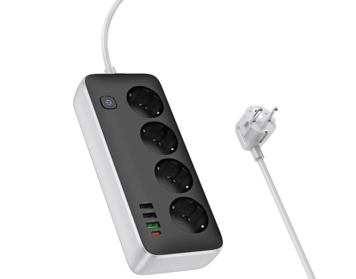 Сетевой фильтр Hoco AC22 Sunlight 4-bit(PD30W/1C3A) desktop socket(EU/GER)
