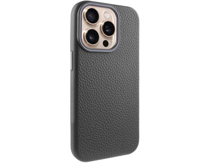 Чохол шкіряний Syndee with MagSafe iPhone 15 Pro, Чорний/Сірий