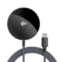 Беспроводная зарядка Acefast E24 Qi2 with cable Type-C, серый металлик