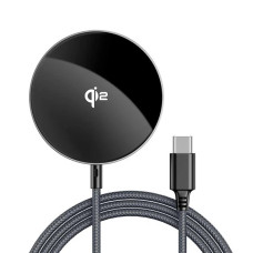 Бездротова зарядка Acefast E24 Qi2 with cable Type-C, Сірий металік