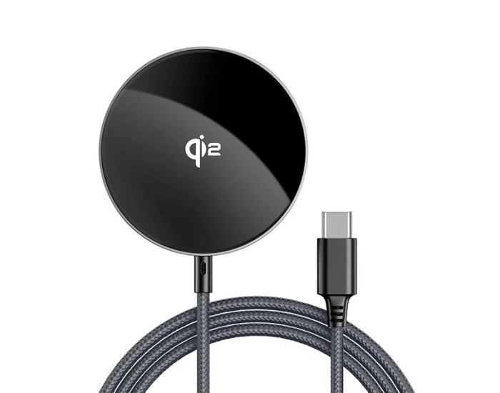 Бездротова зарядка Acefast E24 Qi2 with cable Type-C, Сірий металік
