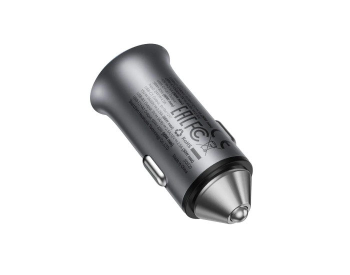 Автомобільне зарядний пристрій Acefast B16 (PD65W+QC3.0) total 95W (1USB-A/1C) Сіре