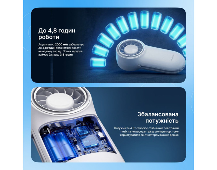 Вентилятор Proove Wing портативный ручной, белый