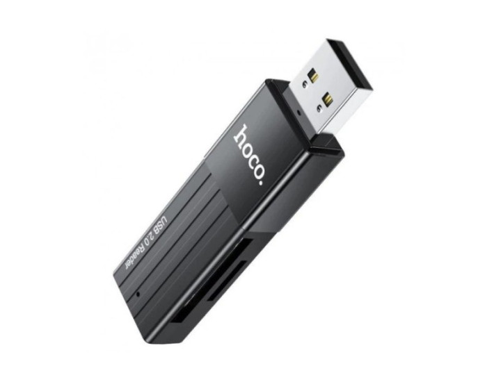Адаптер Картридер Hoco HB20 Mindful 2in1 USB2.0, Black