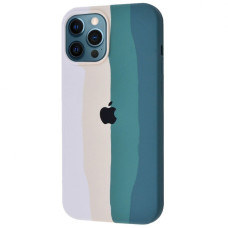 Чехол-силикон оригинал Colorfull Full Cover Soft Matte iPhone 12 Pro Max, White/Pine green (4)