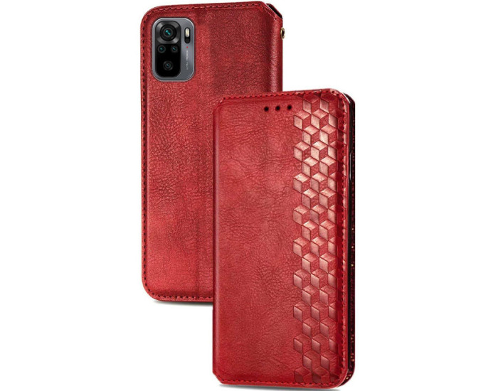 Чохол-книга шкіряний Getman Cubic Xiaomi Redmi Note 10 /Note 10s, червоний