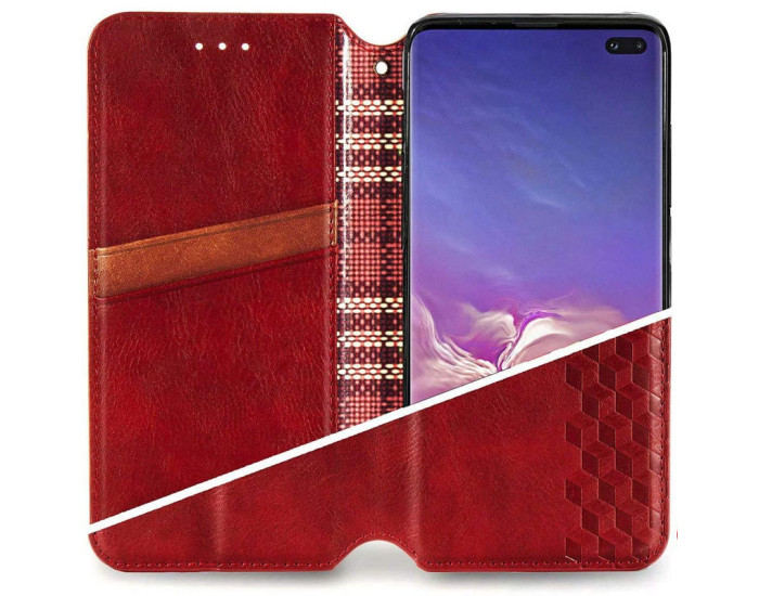 Чохол-книга шкіряний Getman Cubic Xiaomi Redmi Note 10 /Note 10s, червоний